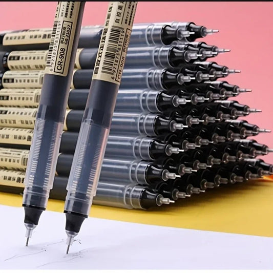 10Pcs/set High Quality Needle Type Gel Pens Straight Liquid Ballpoint Pen Kawaii Stationery School Office Supplies Writing - LRNOVIDADES
